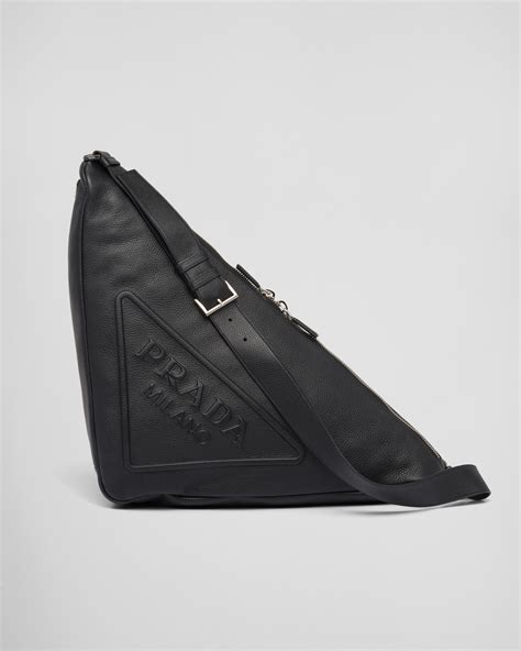 prada black triangle bag|large leather prada triangle bag.